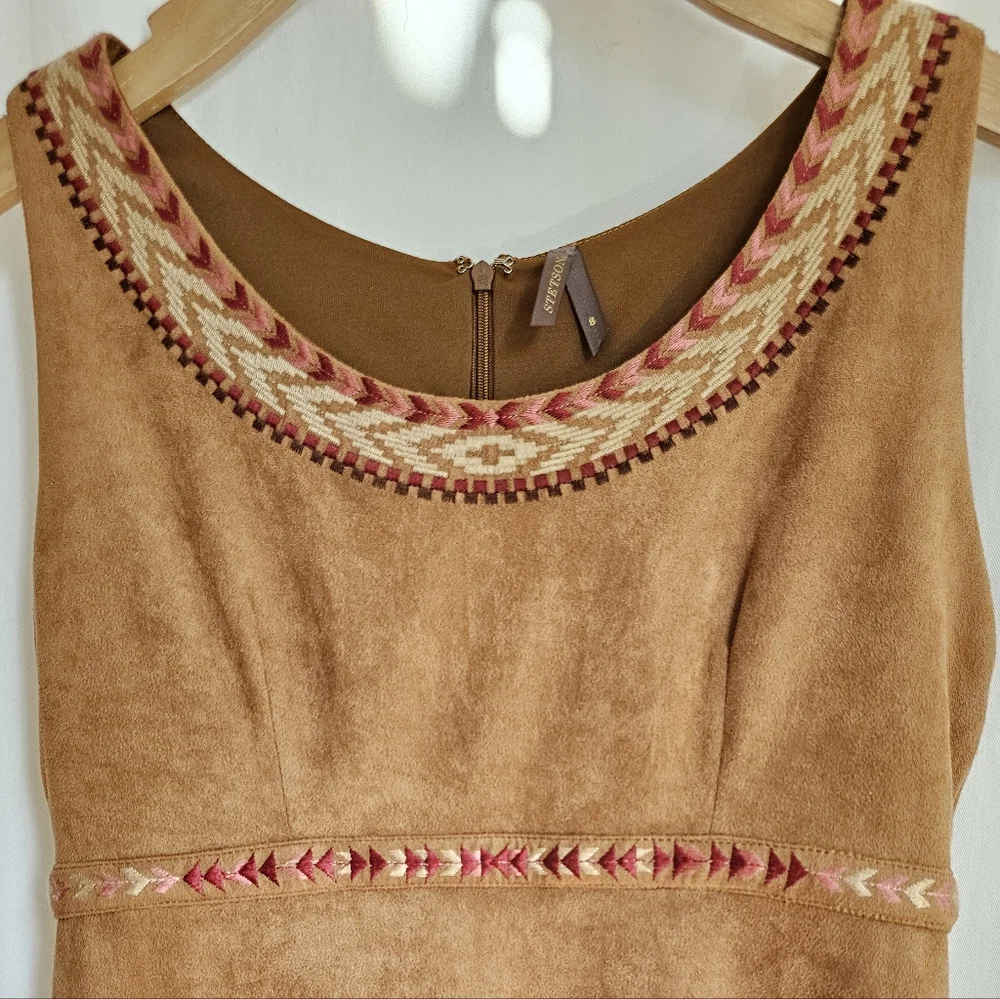 Stetson Tobacco Brown Sleeveless Faux Suede Mini Dress - Picture 12 of 16